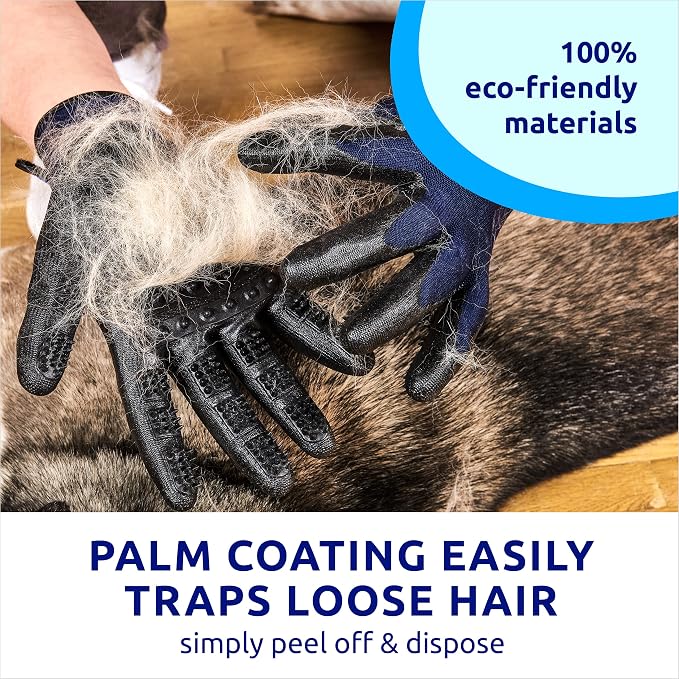 Pat Your Pet Grooming Gloves - Cat & Dog Hair Remover Glove for Deshedding Long and Short Fur