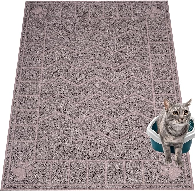 Cat Litter Mat, Litter Trapping Mat Soft on Kitty Paws, 47" x 35" Kitten Litter Box Mat for Cleaner Floors, Waterproof, Easy Clean, Durable XL Large Size Cat Litter Pad for Kitten.