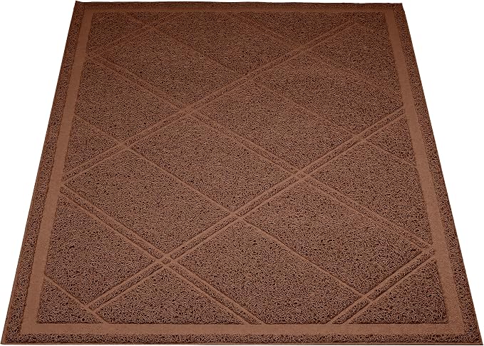Amazon Basics Less-Mess Cat Litter Box Mat, 24" x 35", Unscented, Brown