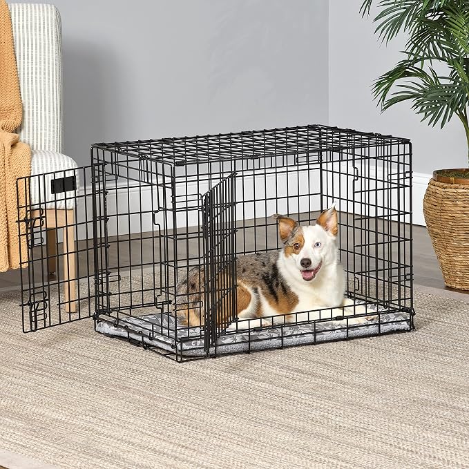 MidWest Homes for Pets Quiet Time Reversible Crate Pan Cover 30' Gray Floral/Fleece