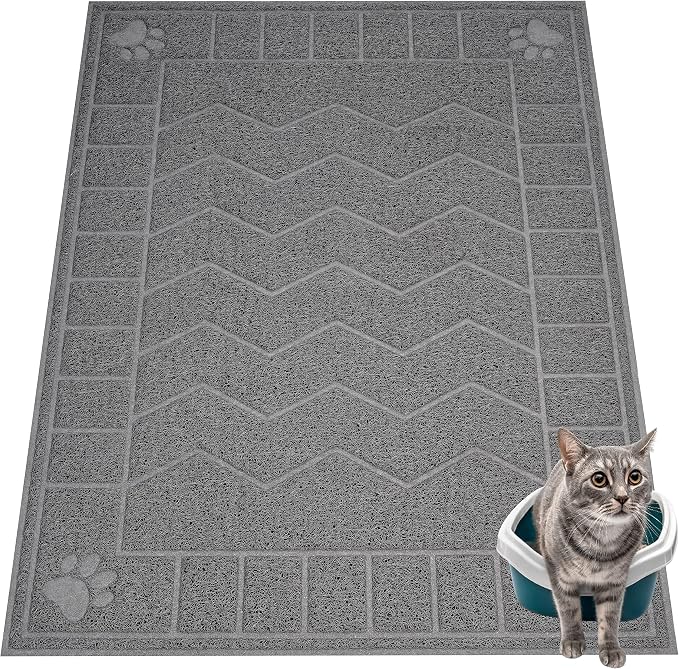 Cat Litter Mat, Litter Trapping Mat Soft on Kitty Paws, 47" x 35" Kitten Litter Box Mat for Cleaner Floors, Waterproof, Easy Clean, Durable XL Large Size Cat Litter Pad for Kitten.